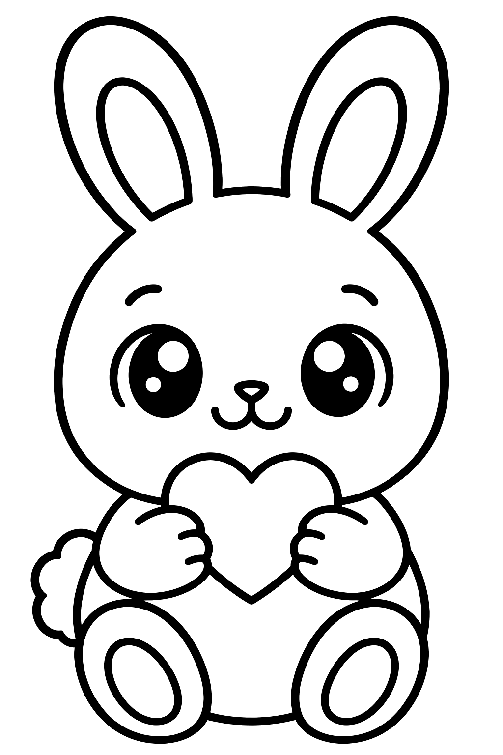 Kawaii Bunny With a Heart coloring page