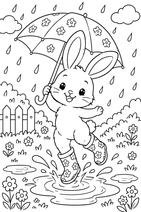 Bunny in Rain Boots coloring page