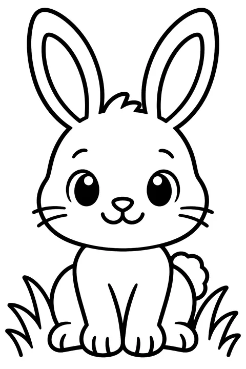 Baby Bunny in the Grass coloring page