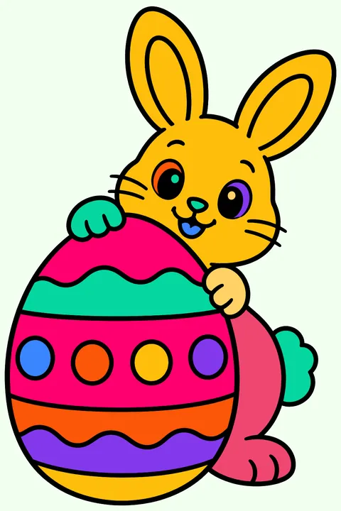 Bunny Behind an Easter Egg coloring page