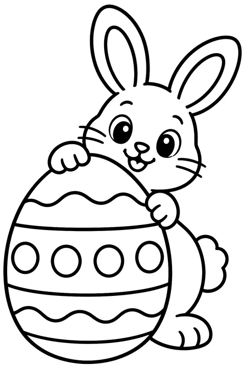 Bunny Behind an Easter Egg coloring page