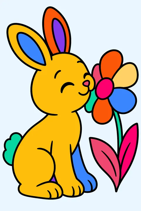 Bunny Smelling a Flower coloring page