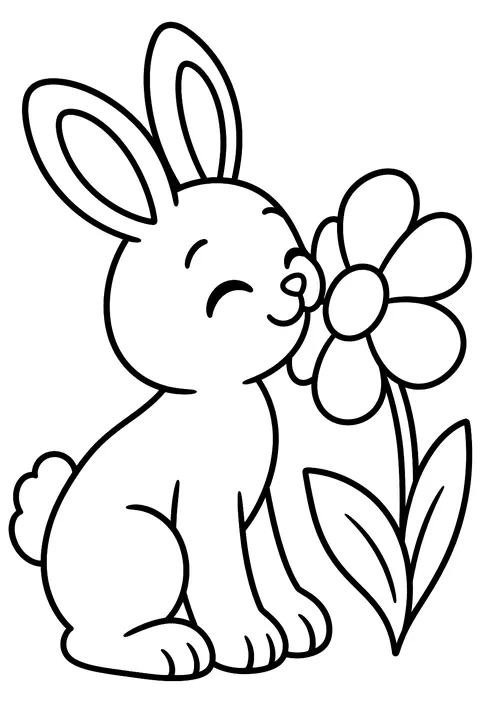 Bunny Smelling a Flower coloring page