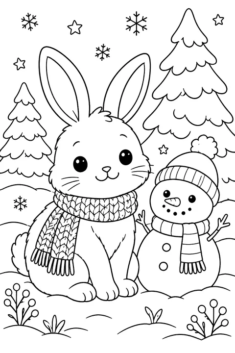 Bunny in the Snow coloring page