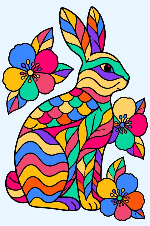 Zentangle Rabbit coloring page