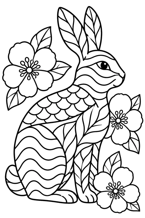Zentangle Rabbit coloring page