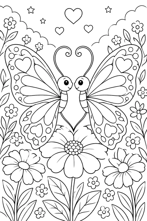 Butterfly Heart coloring page