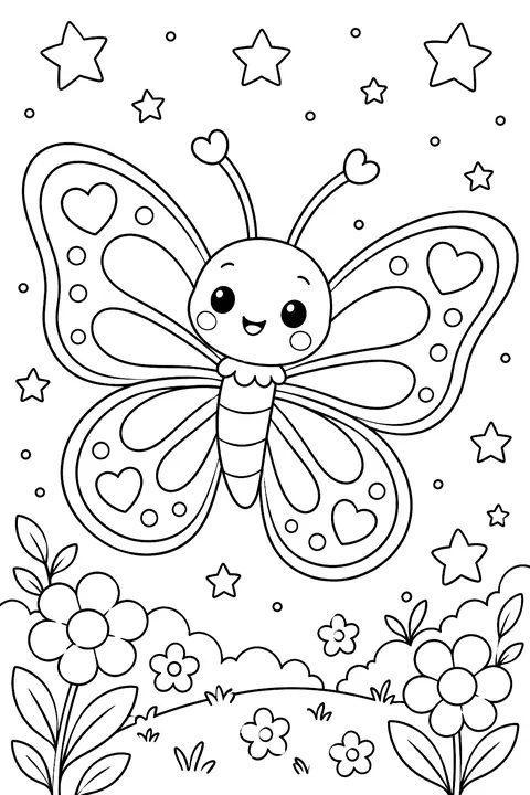 Kawaii Butterfly coloring page