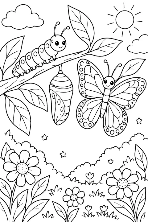 Butterfly Life Cycle coloring page