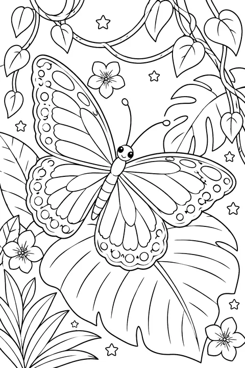 Tropical Butterfly coloring page
