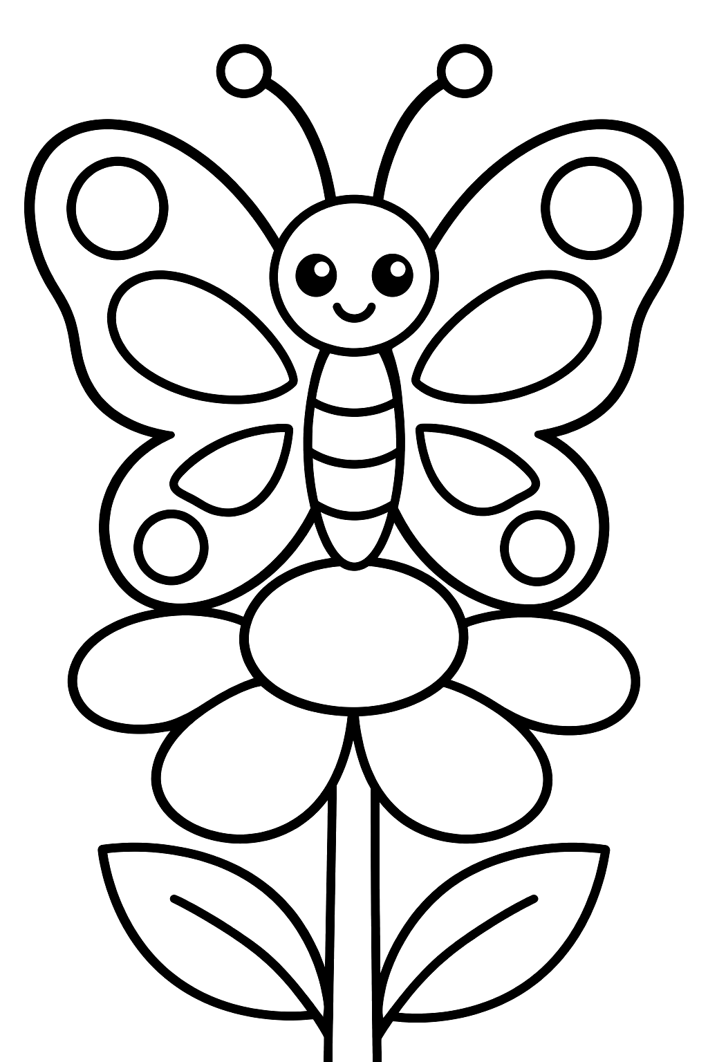 Butterfly on a Flower coloring page