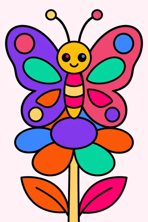 Butterfly on a Flower coloring page