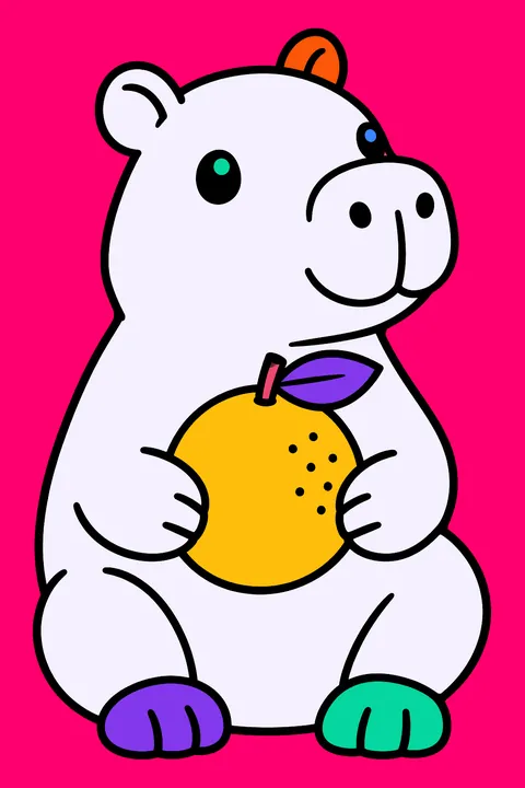 Capybara with an orange coloring page