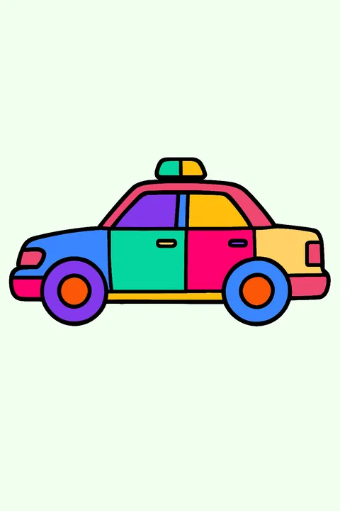 Police car with a light bar on the roof coloring page