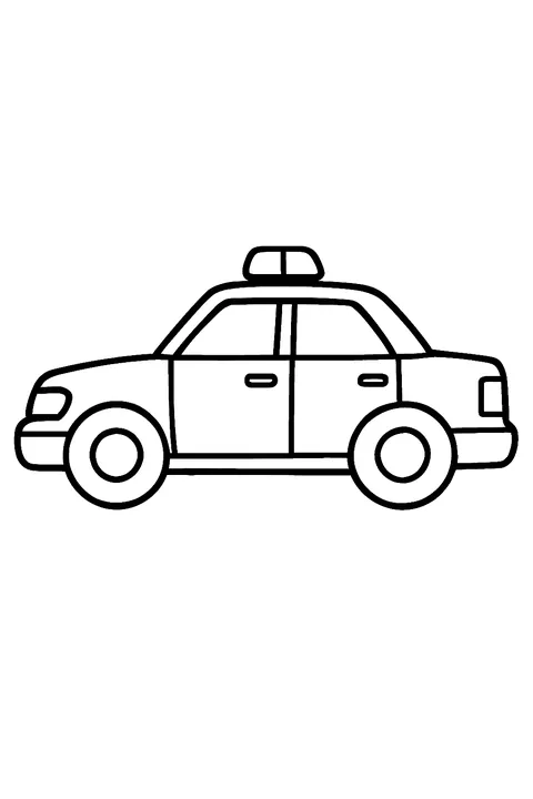 Police car with a light bar on the roof coloring page