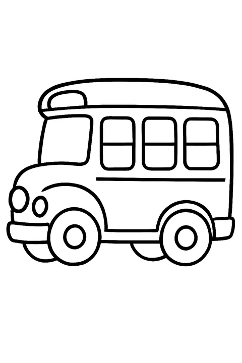 Cartoon school bus with a row of windows coloring page