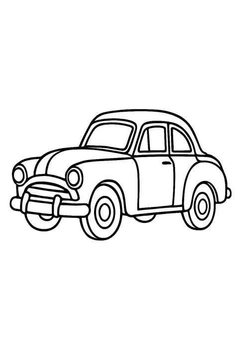 Vintage 1950s style car with round headlights and big fenders coloring page