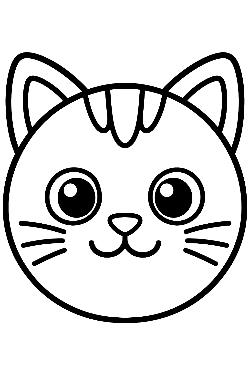 Big round cute cat face coloring page