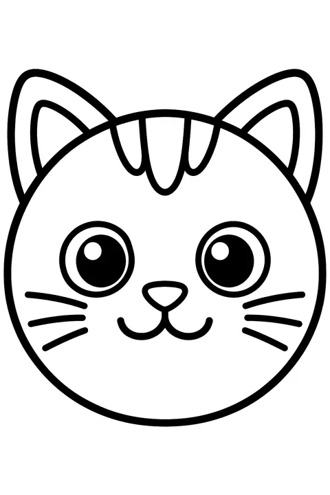 Big round cute cat face coloring page