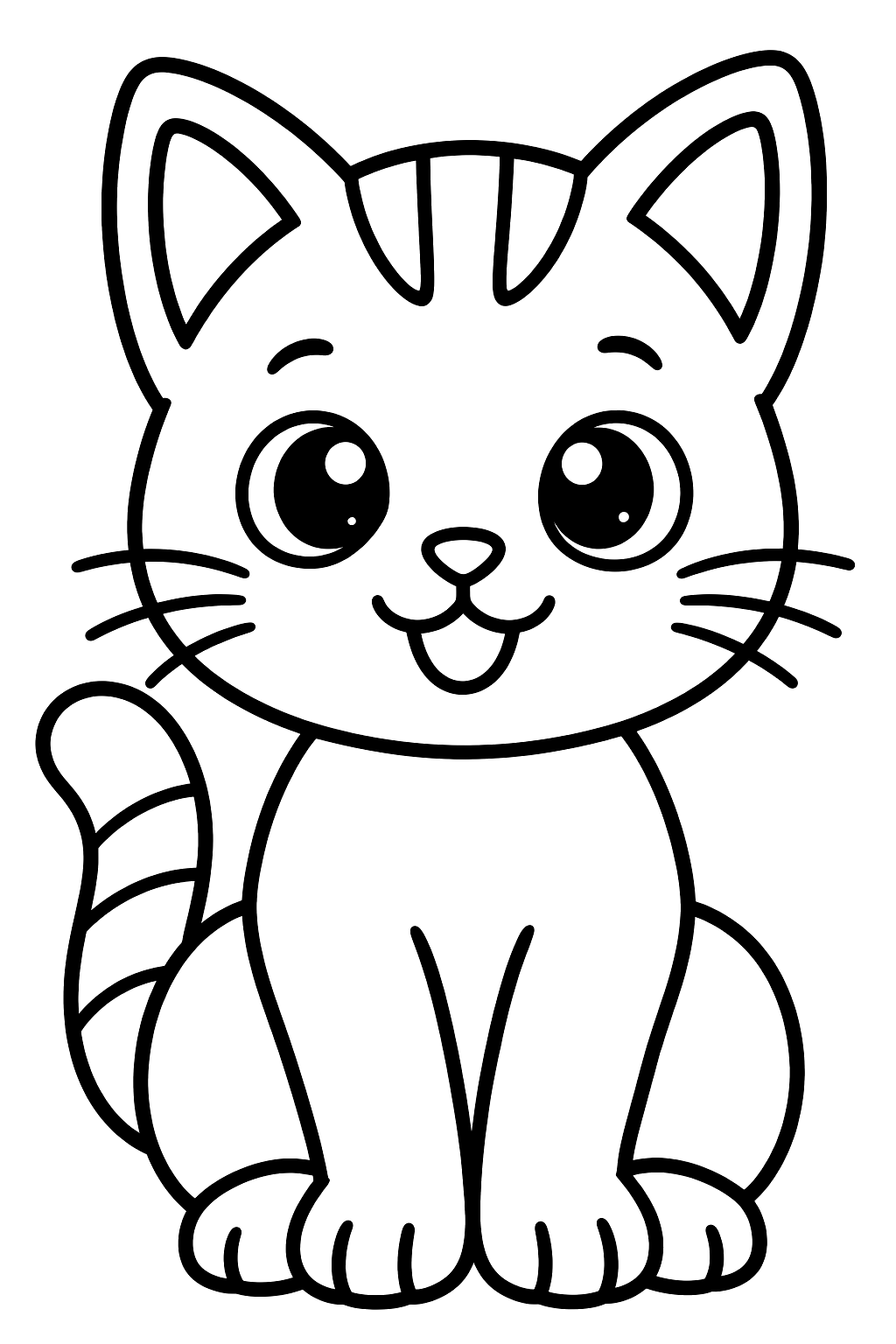 Cute sitting kitten coloring page