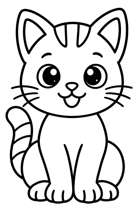 Cute sitting kitten coloring page