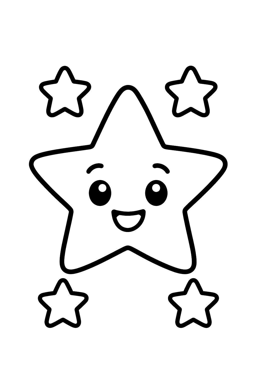 a big shining star with smaller stars coloring page