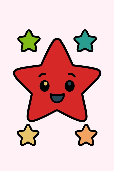 a big shining star with smaller stars coloring page