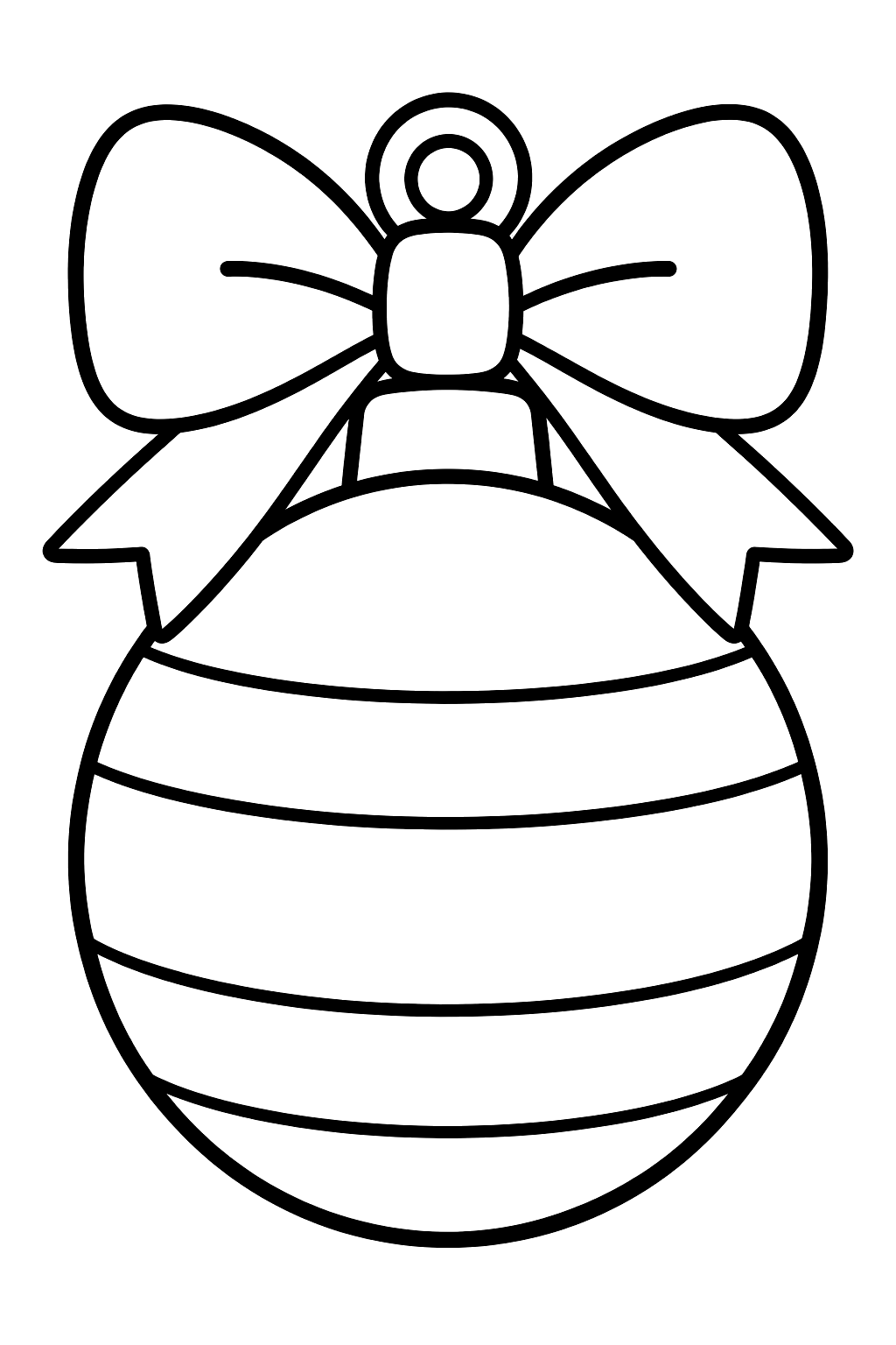 Christmas ornament ball with a big bow and simple stripes coloring page