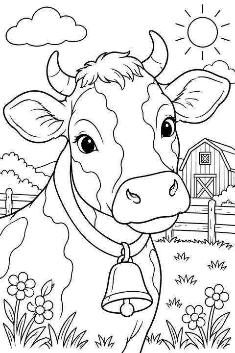Dairy Cow Portrait coloring page