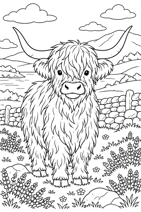 Highland Cow coloring page