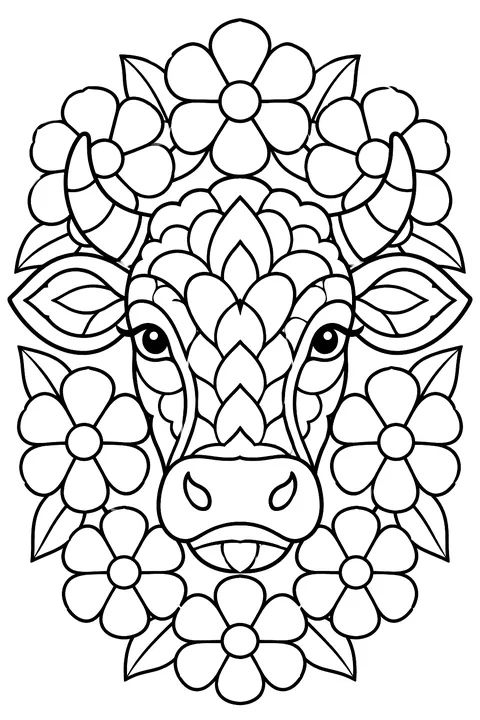 Mandala Cow coloring page