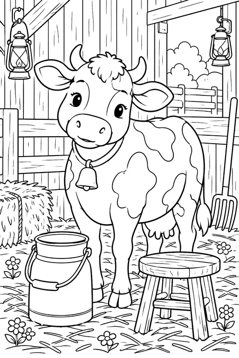 Cow With a Milk Pail coloring page