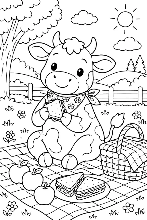 Cow Picnic coloring page