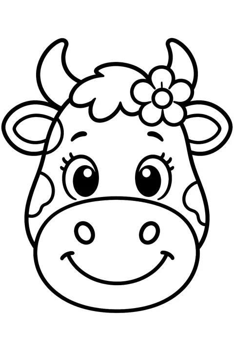 Smiling Cow Face coloring page