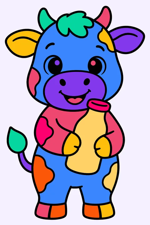 Cow With a Milk Bottle coloring page