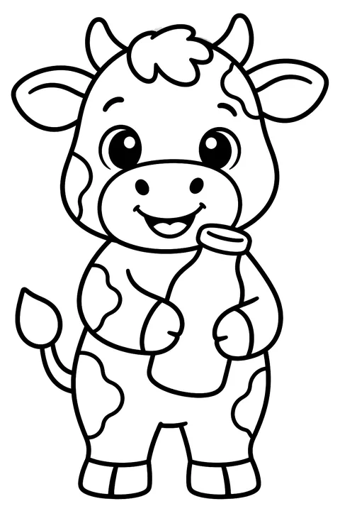 Cow With a Milk Bottle coloring page