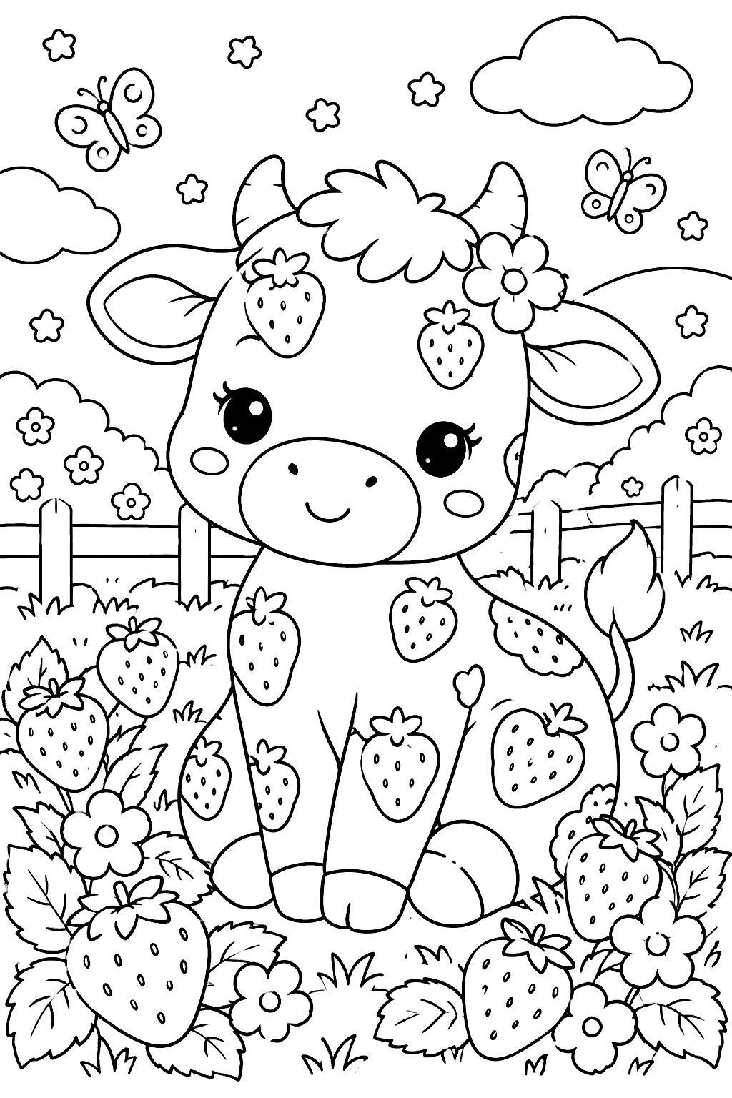Strawberry Cow coloring page