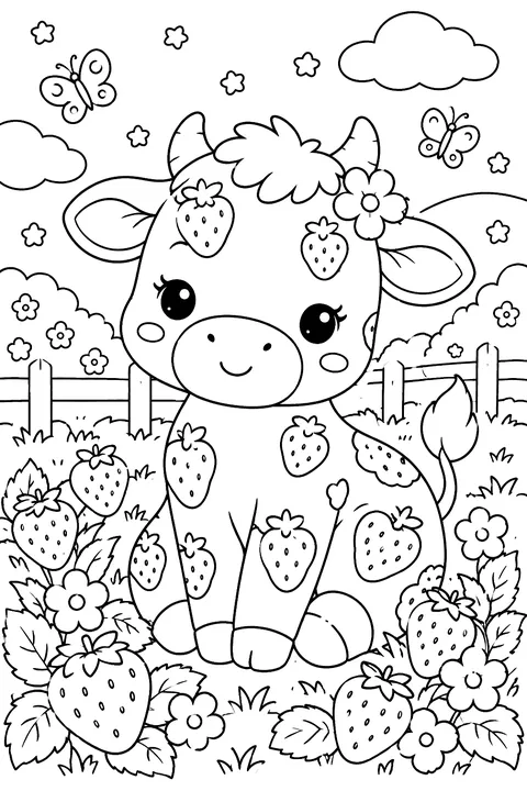Strawberry Cow coloring page