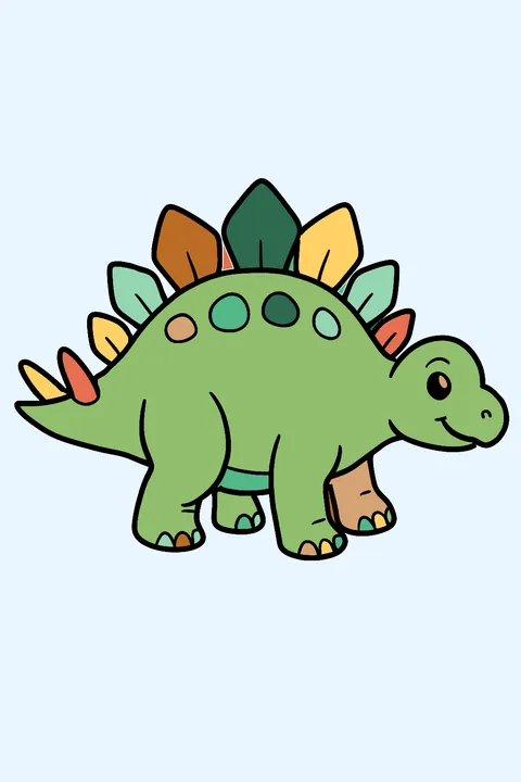 Stegosaurus with plates along its back coloring page