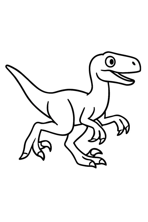 Velociraptor running, side view coloring page