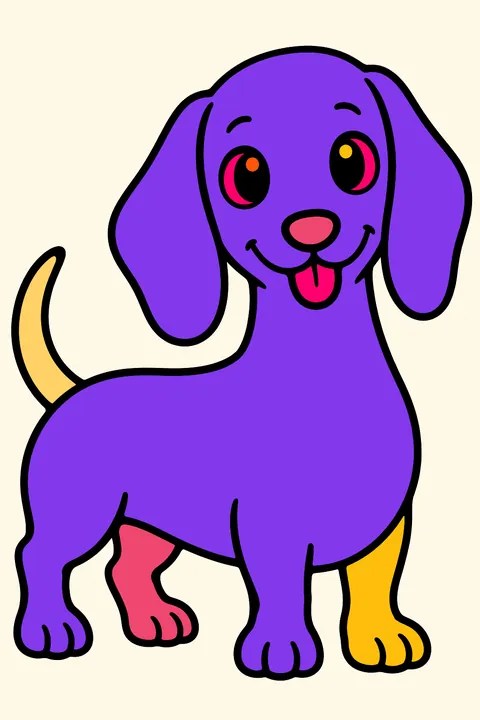 Cartoon dachshund coloring page