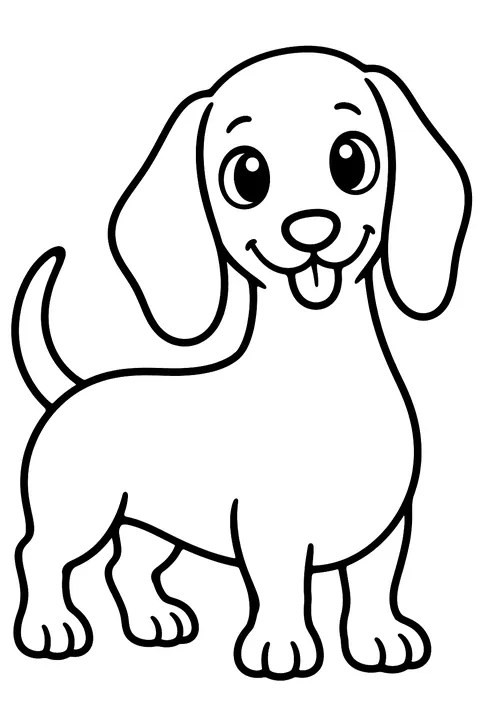 Cartoon dachshund coloring page