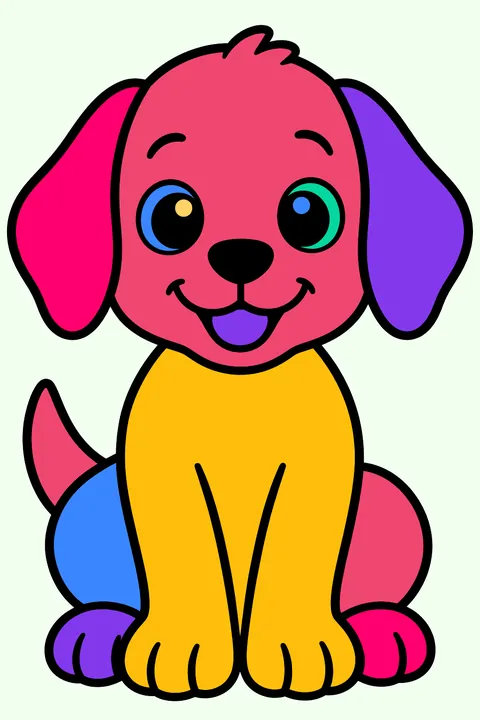 Cute sitting puppy with floppy ears coloring page