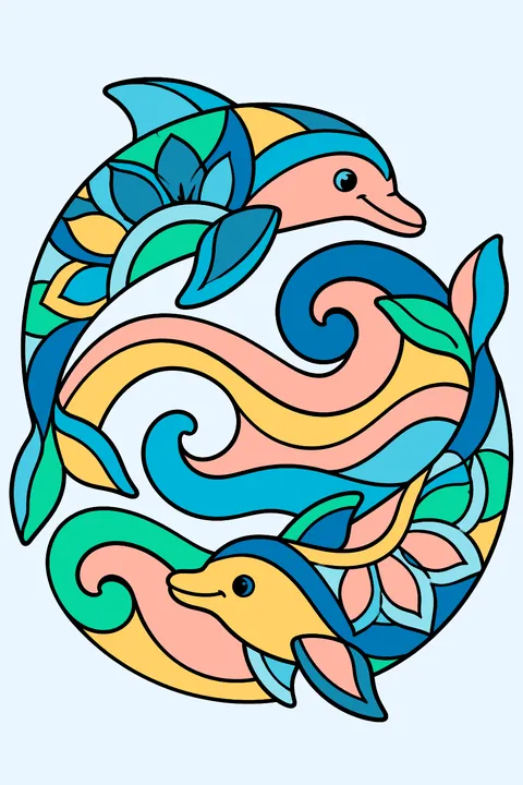 Dolphin Mandala coloring page