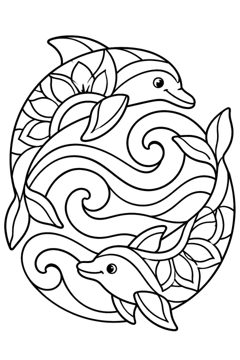 Dolphin Mandala coloring page