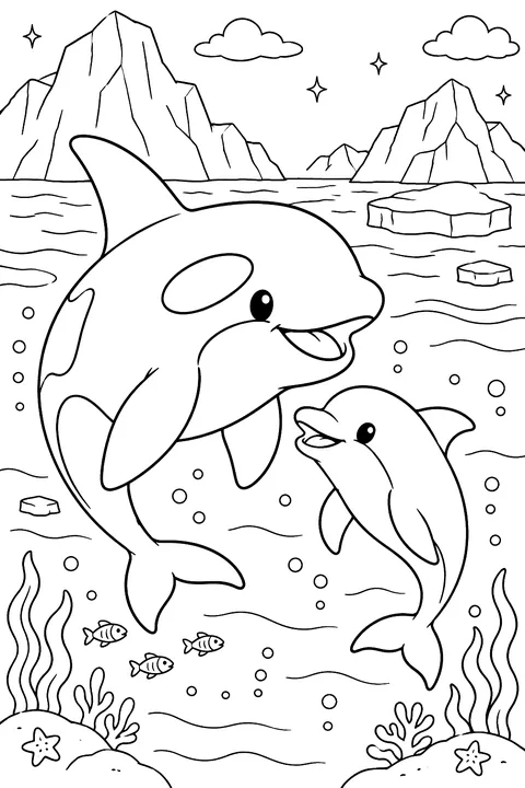 Orca and Dolphin coloring page