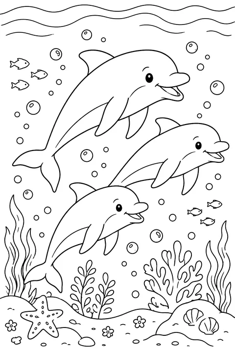 Dolphin Pod coloring page
