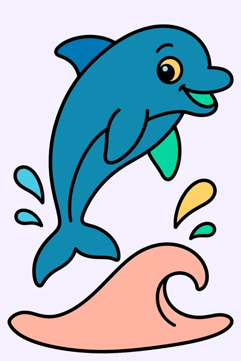 Dolphin Jumping Over a Wave coloring page