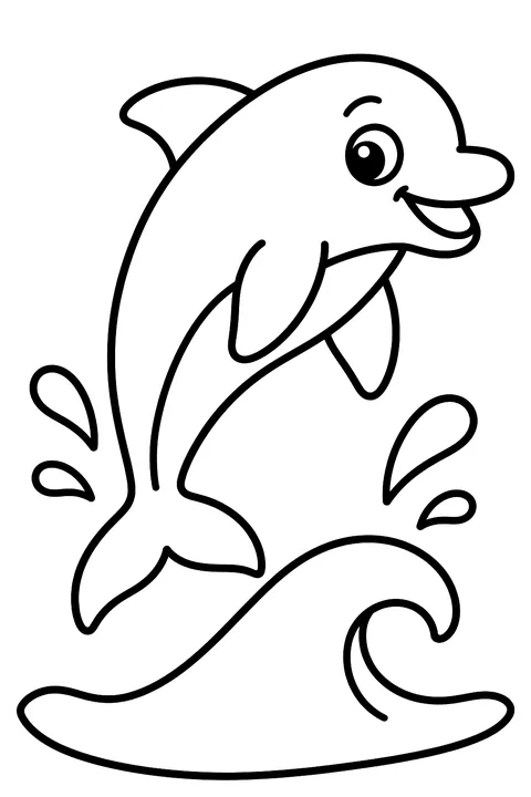 Dolphin Jumping Over a Wave coloring page