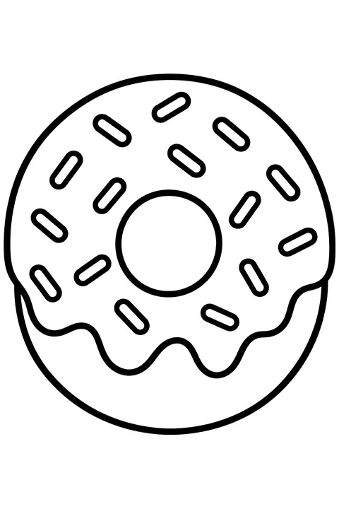 a frosted donut with sprinkles coloring page